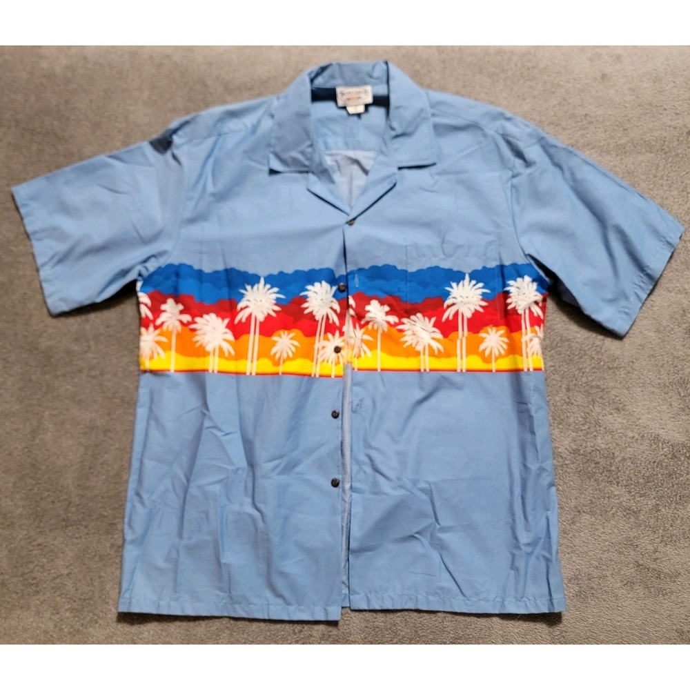 Vintage Pacific Legend Made in Hawaii USA Men's Hawaiian Shirt Size XL Palm Tree